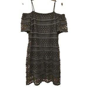 Tahari Arthur S. Levine navy‎ blue Lace Cold Shoulder Dress Size 8